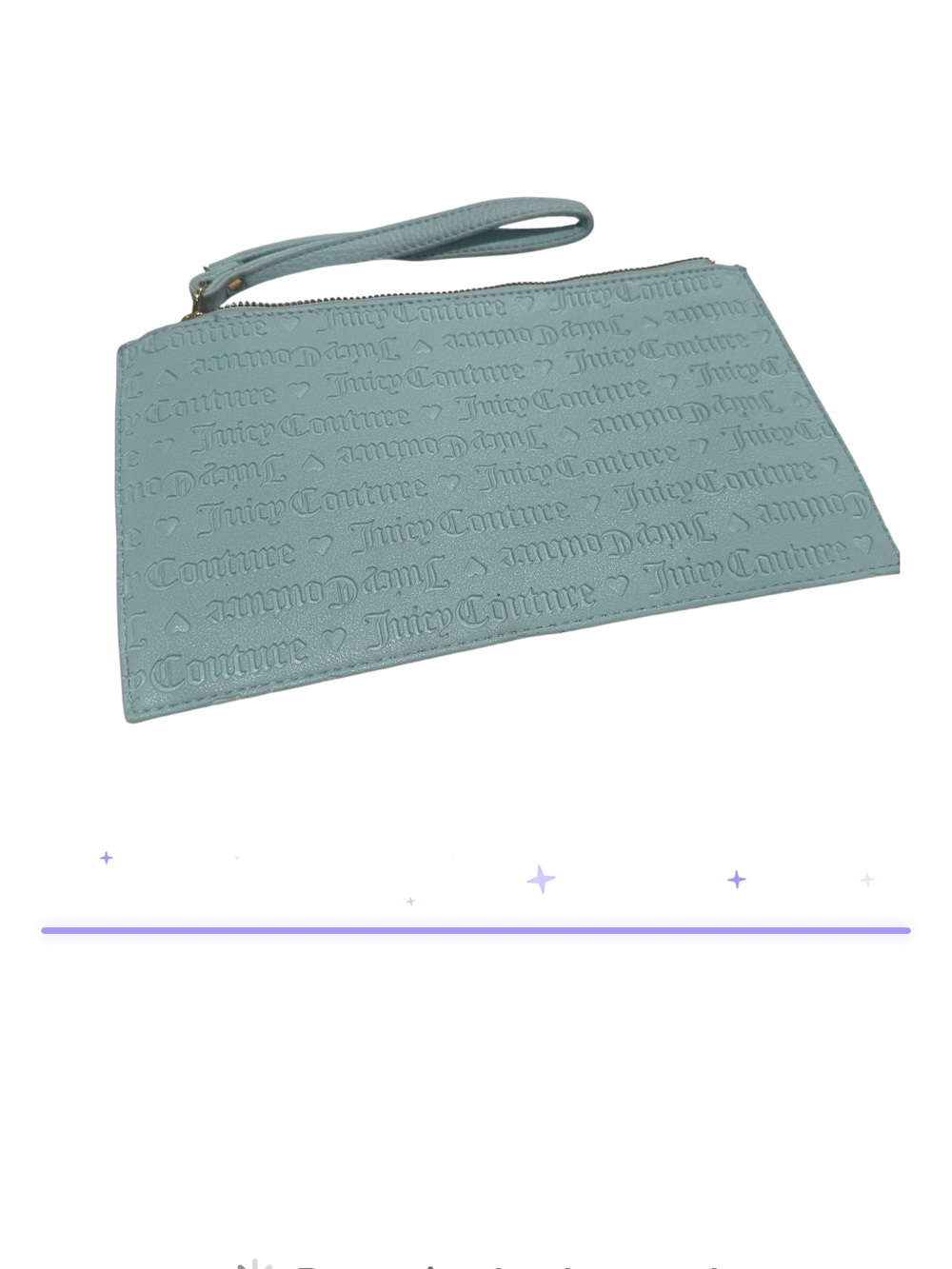 Juicy Couture Icicle Blue Debossed Logo Wristlet Wallet - Picture 4 of 7